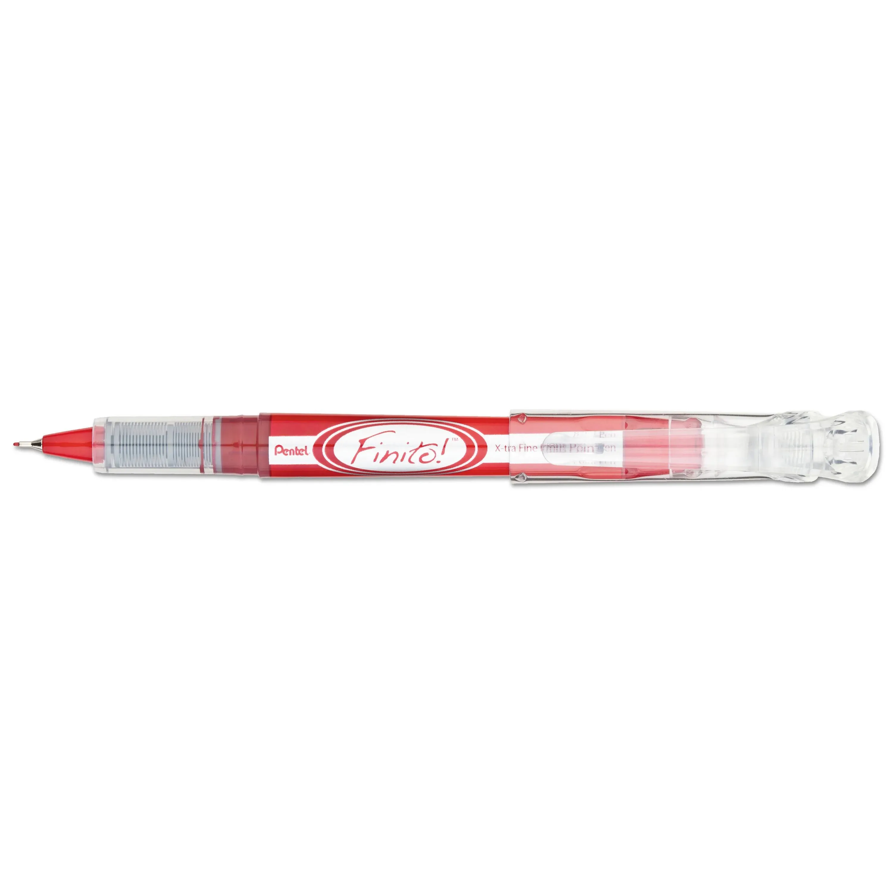 Pentel Finito! Porous Point Pen, Stick, Extra-Fine 0.4 mm, Red Ink, Red/Silver Barrel