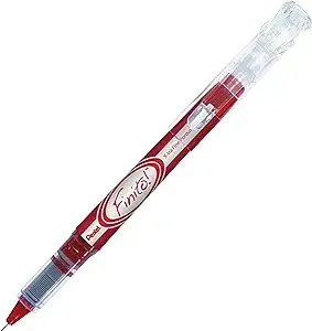 Pentel Finito! Porous Point Pen, 4mm, Red/Silver Barrel, Red Ink, Dozen (SD98B)