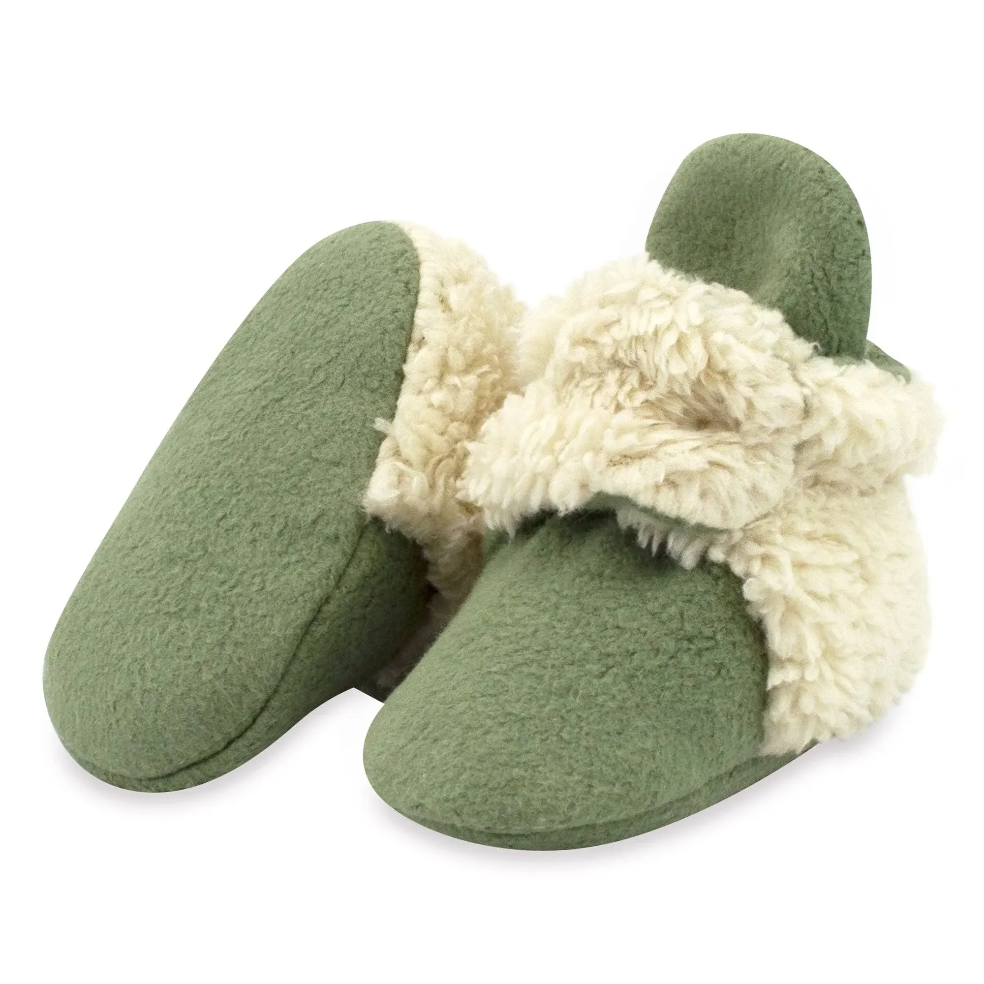 Olive Cozie Fleece Furry Lined Booties