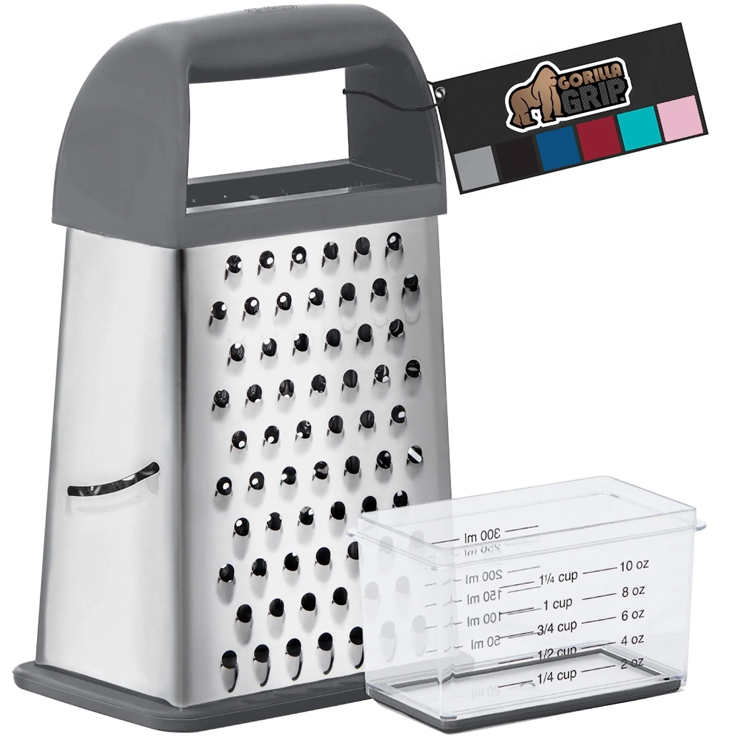 Gorilla Grip Box Grater, Stainless Steel, 4-Sided Graters with Comfortable Handle ...