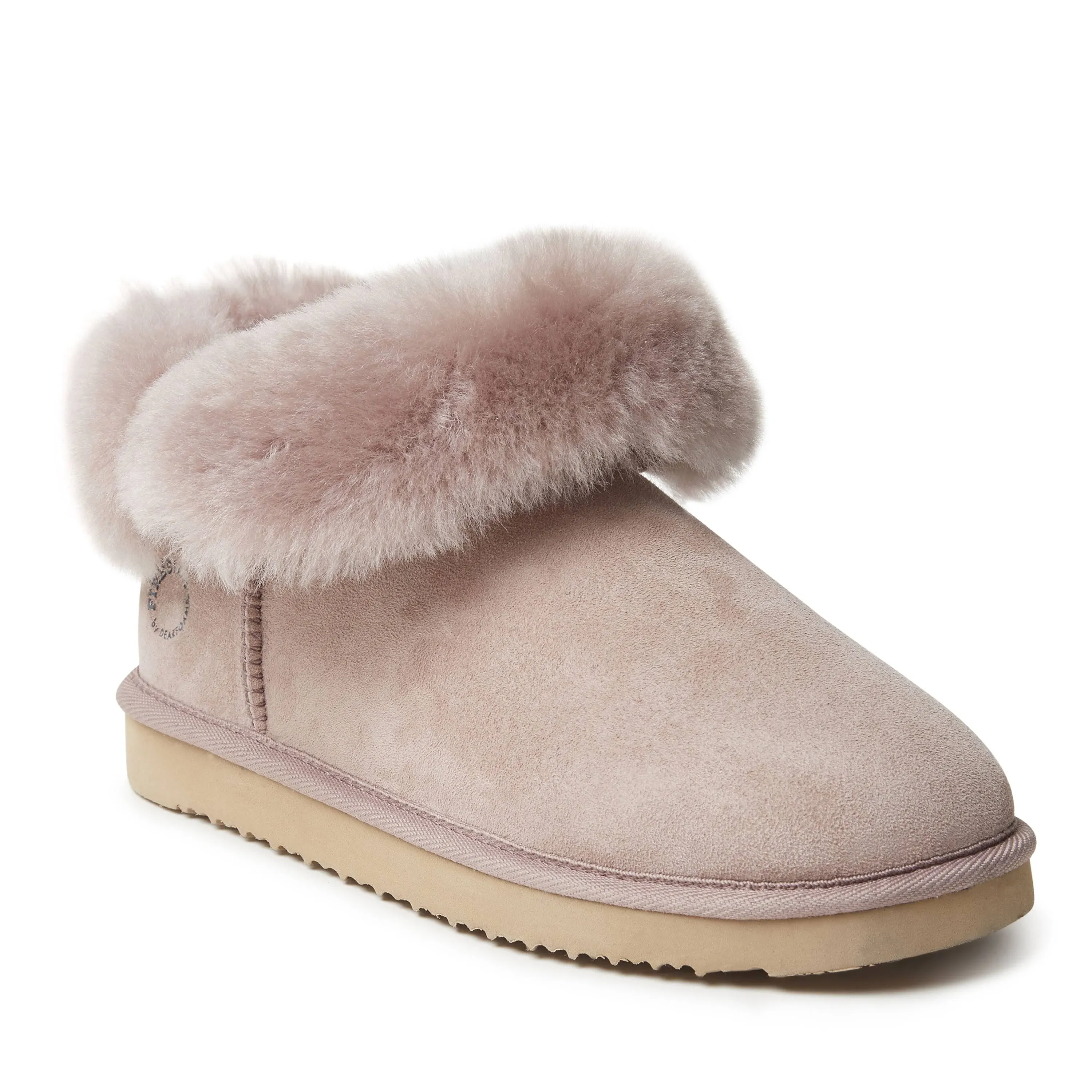 Fireside by Dearfoams Women's Perth Genuine Shearling Foldover Boot - Dusty Pink Size 10