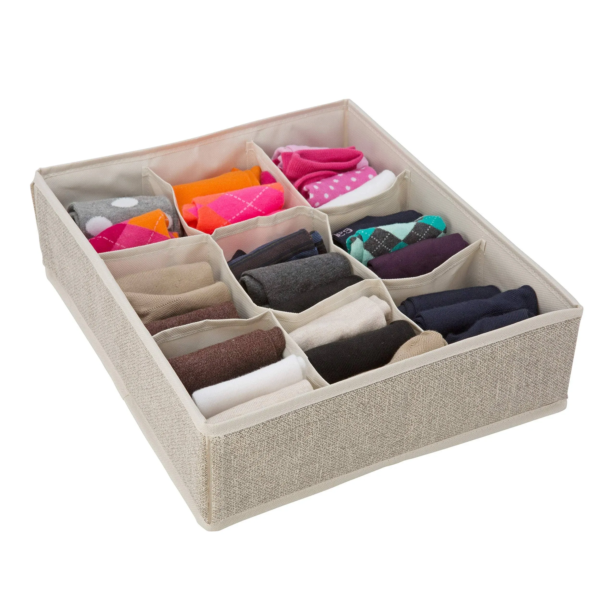 Simplify 9 Compartment Closet Drawer Organizers, Beige