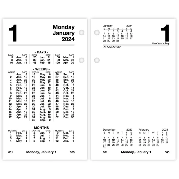 2024 AT-A-GLANCE&reg; Financial Daily Desk Calendar Refill, 3-1/2&quot; x 6&quot;, January to December 2024, S17050