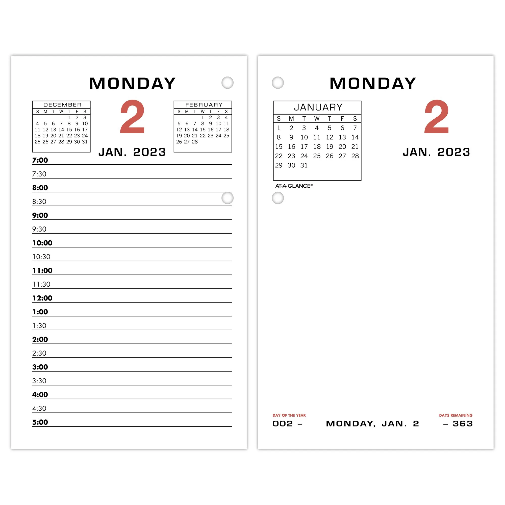 AT-A-GLANCE Two-Color Desk Calendar Refill E01750