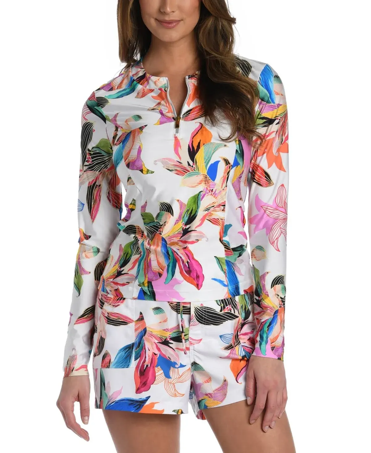 La Blanca Paradise Long Sleeve Half Zip Rashguard Multi