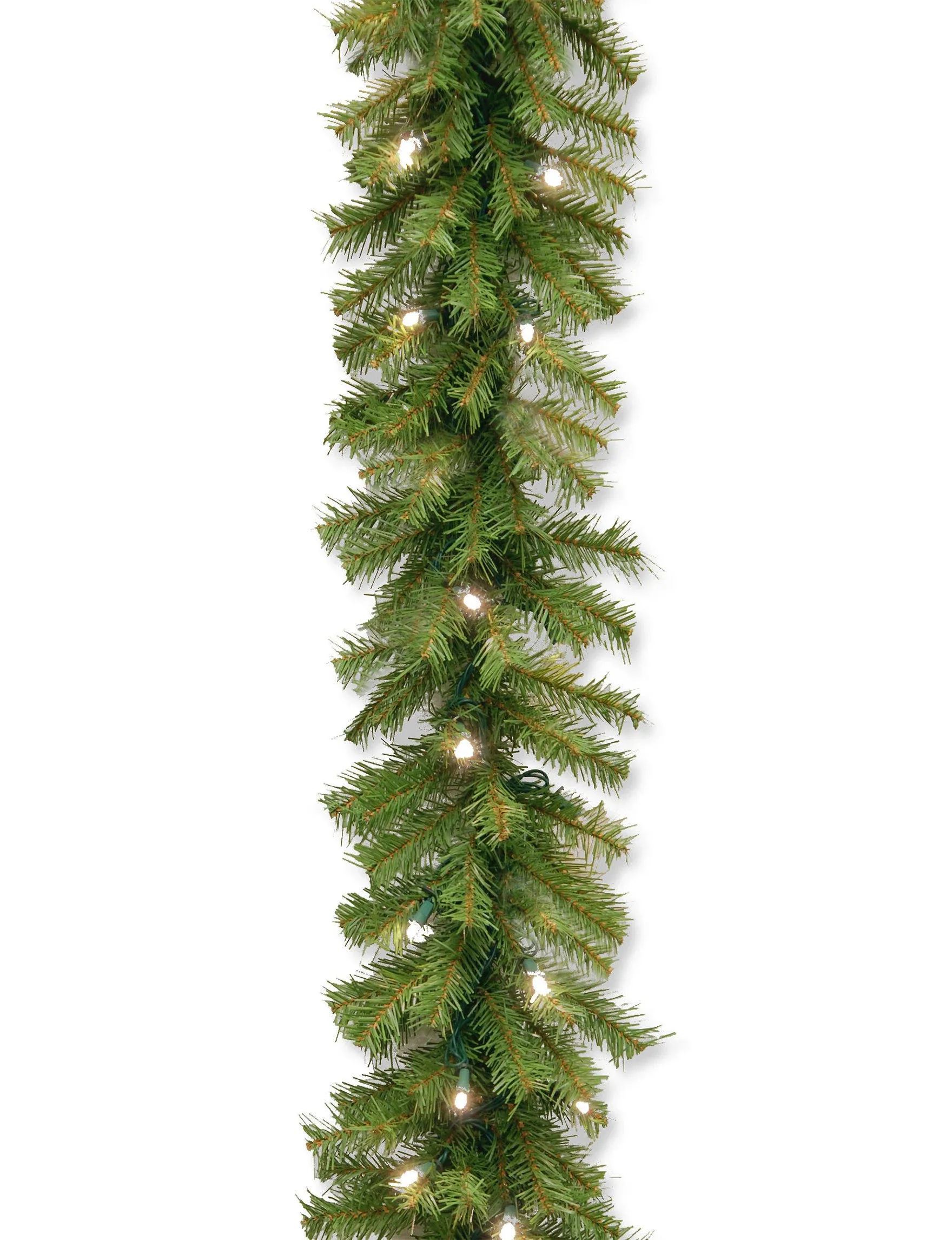 National Tree Norwood Fir Garland with Concave Soft White LED Lights, Green