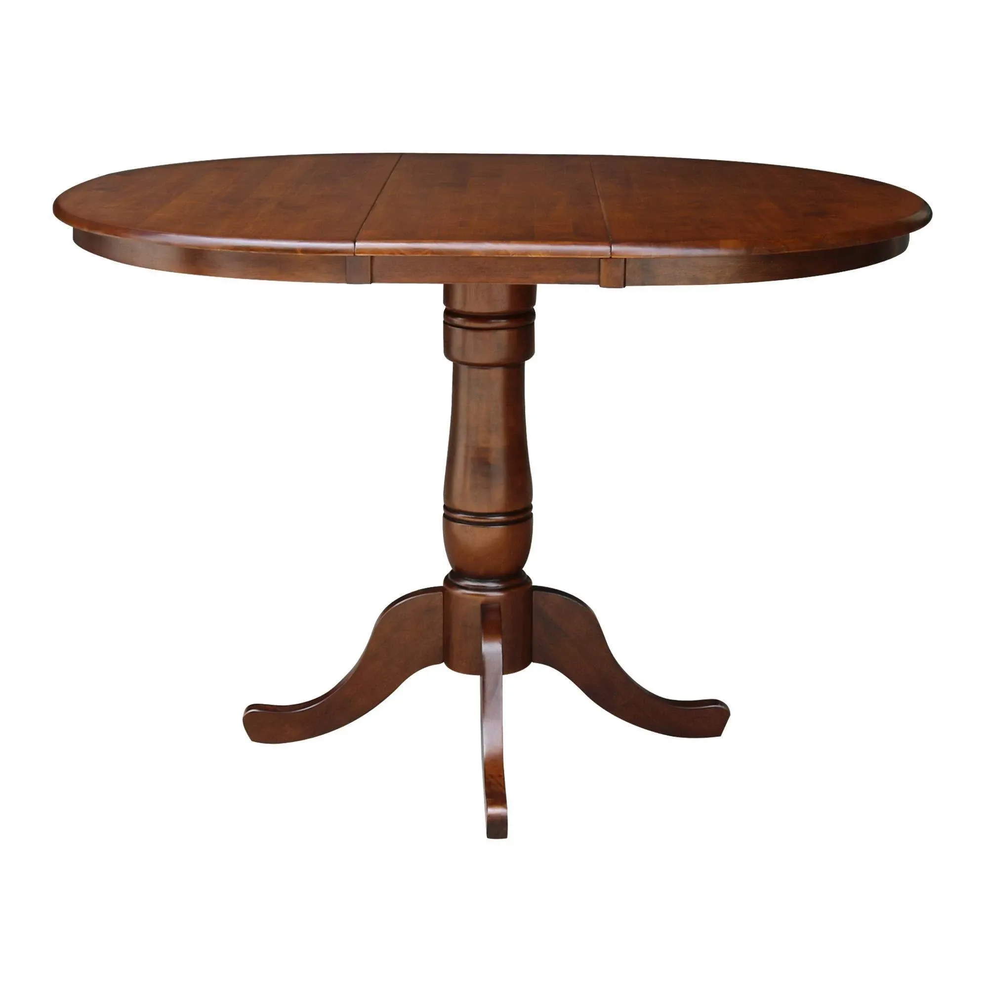 36" Round Counter Height Dining Table with 12" Leaf Espresso - International Concepts