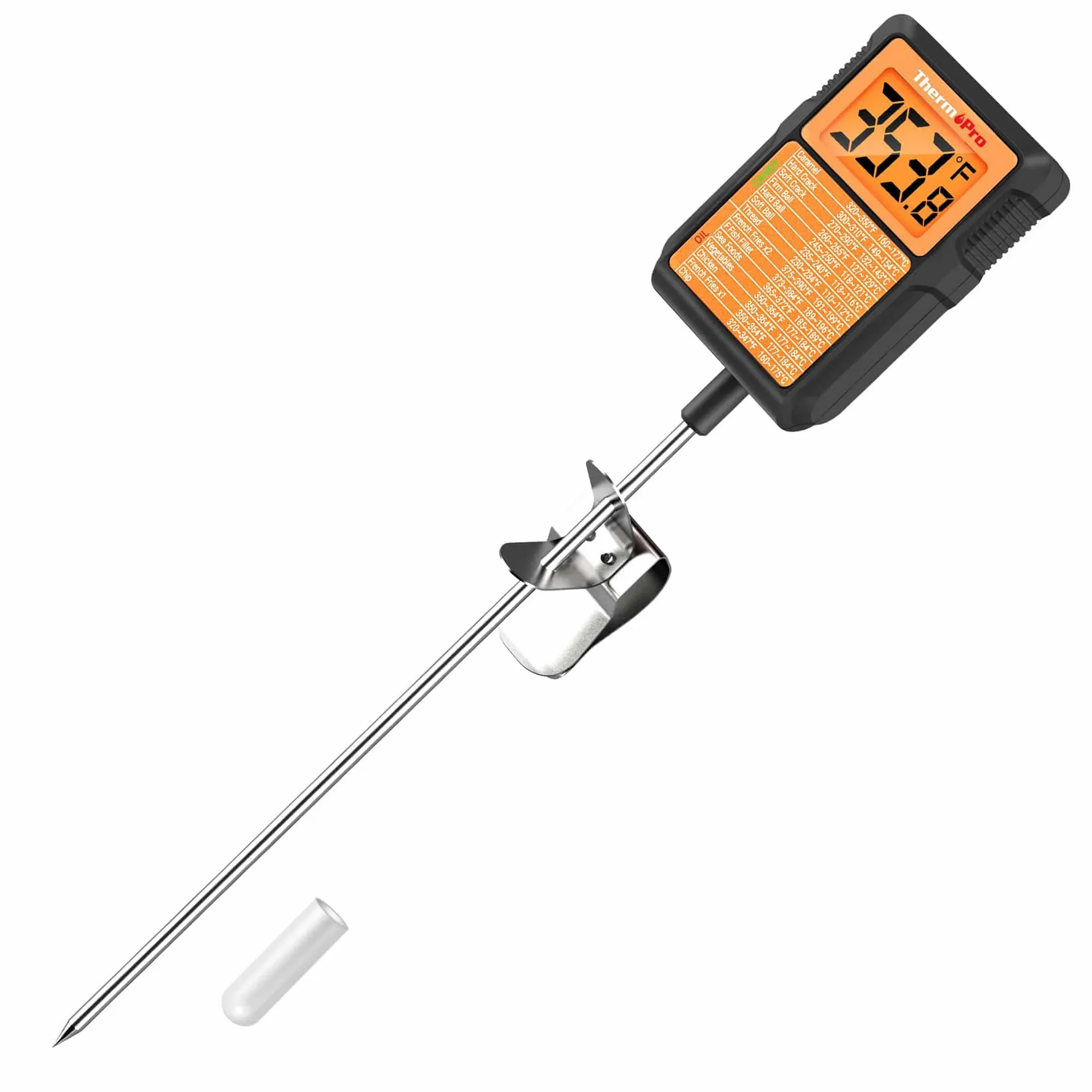 ThermoPro Waterproof Digital Candy Thermometer with Pot Clip, 8" Long Probe ...