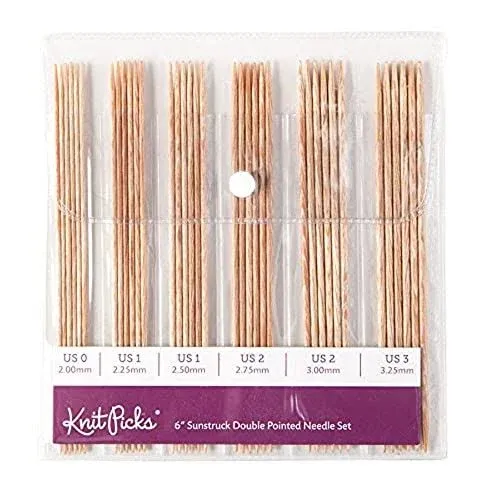 Knit Picks 6" Sunstruck Wood Double Pointed Knitting Needle Set