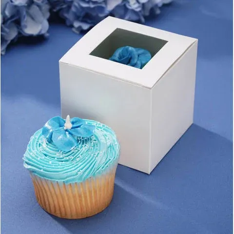 Darice Cupcake Box with Window, White, 3.5" x 3.5" x 3.5" - 12 count