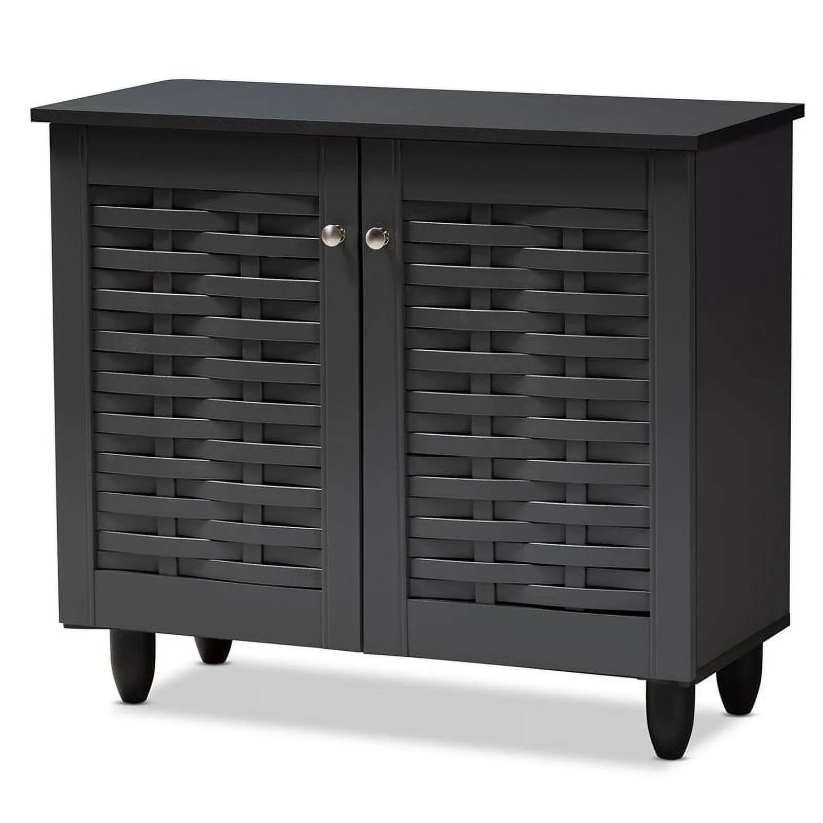 Bowery Hill 2-Door Wood Entryway Shoe Cabinet in Dark Gray