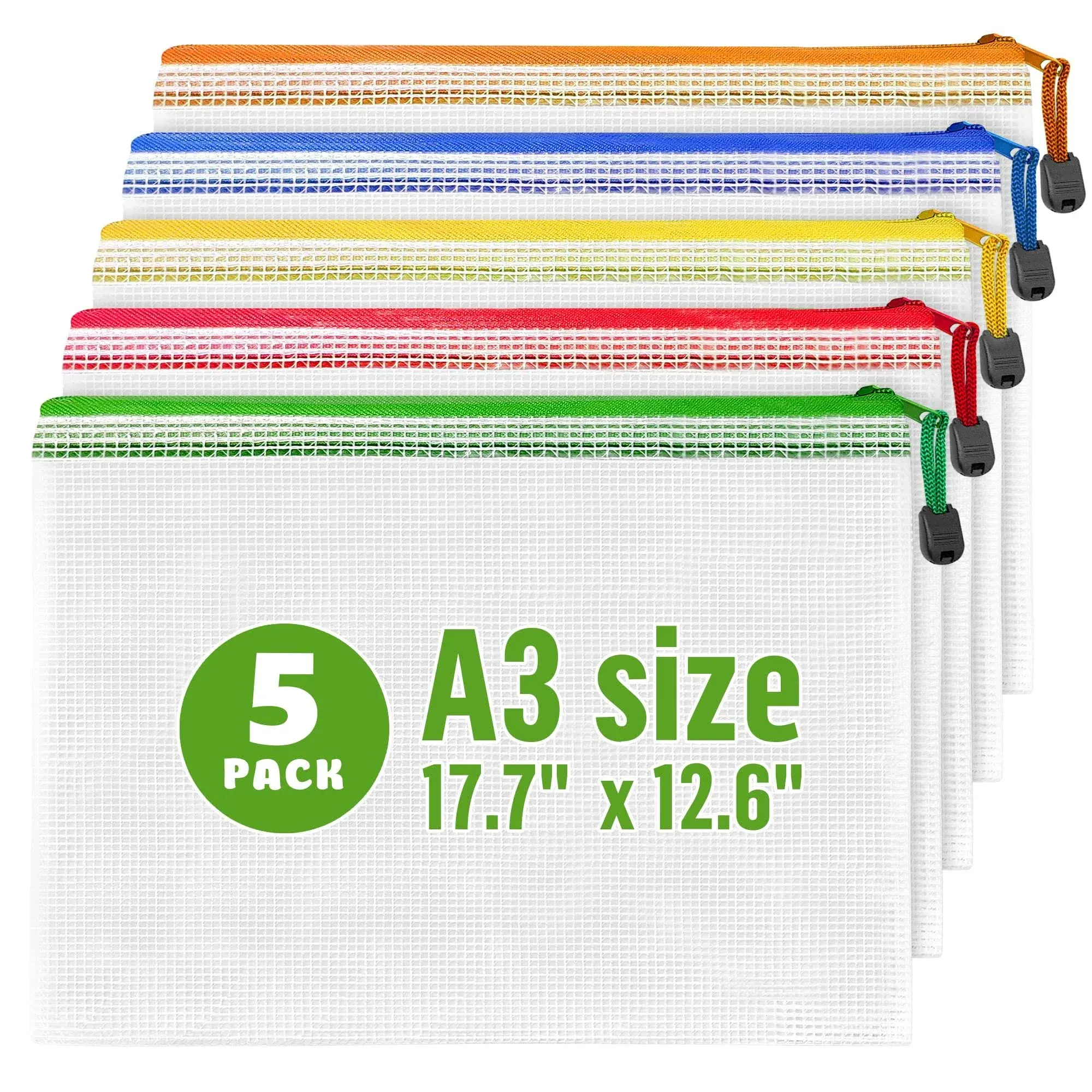 5 Pack Mesh Zipper Pouch Bags