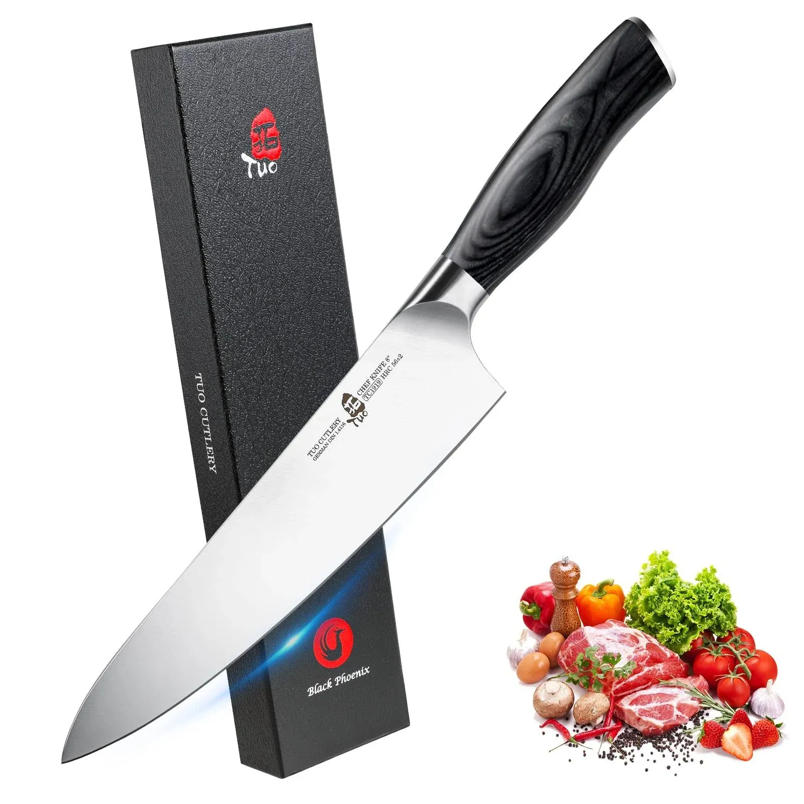 TUO 8-Inch Chef Knife Pro Kitchen Knife High Carbon German Stainless Steel