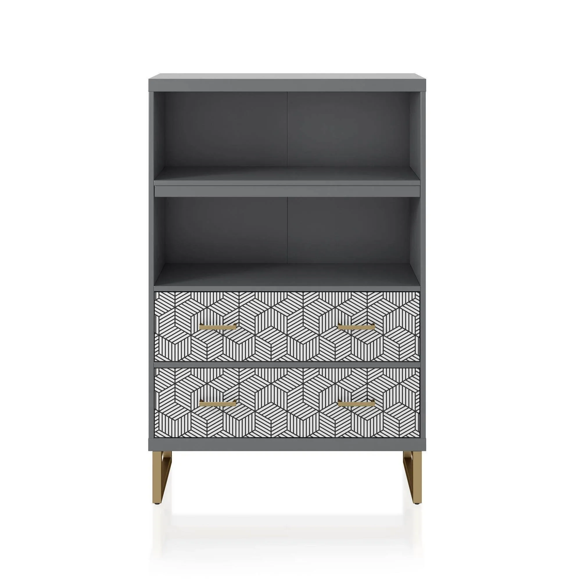 Scarlett Bookcase with Drawers, Graphite Gray