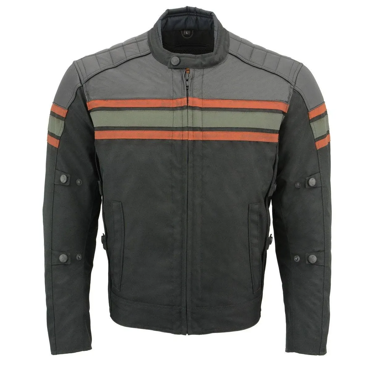 Milwaukee Leather 1751 Men&#039;s Burnt Leather &amp; Textile Armored Motorcycle Jacket