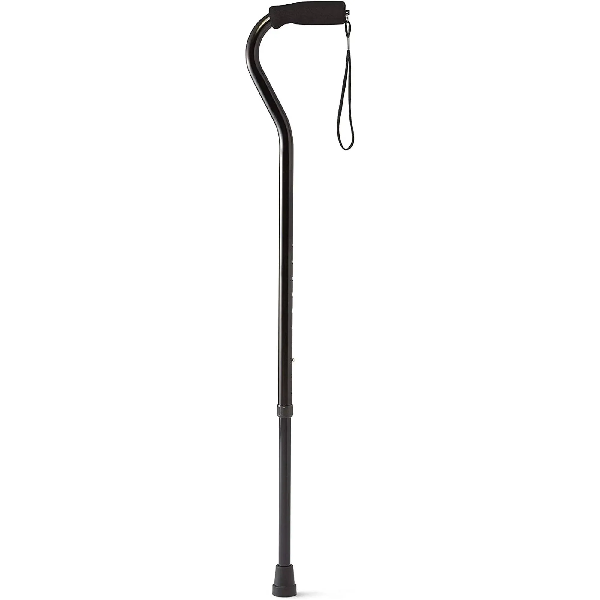 Medline Aluminum Offset Handle Fashion Cane Black