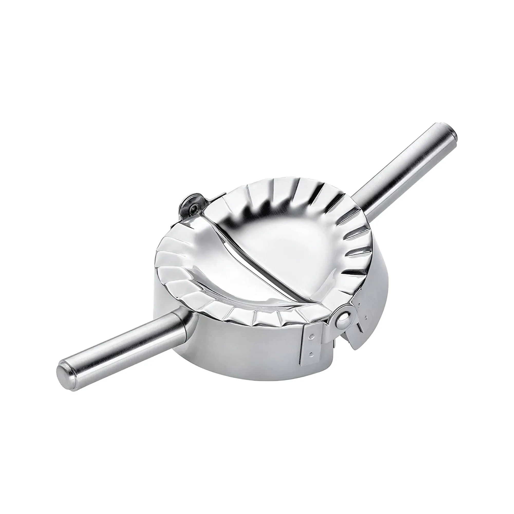 Ravioli/Pierogi/Dumpling Press, 3-3/10in. dia., large handles, dishwasher safe, stainless steel, Kuchenprofi