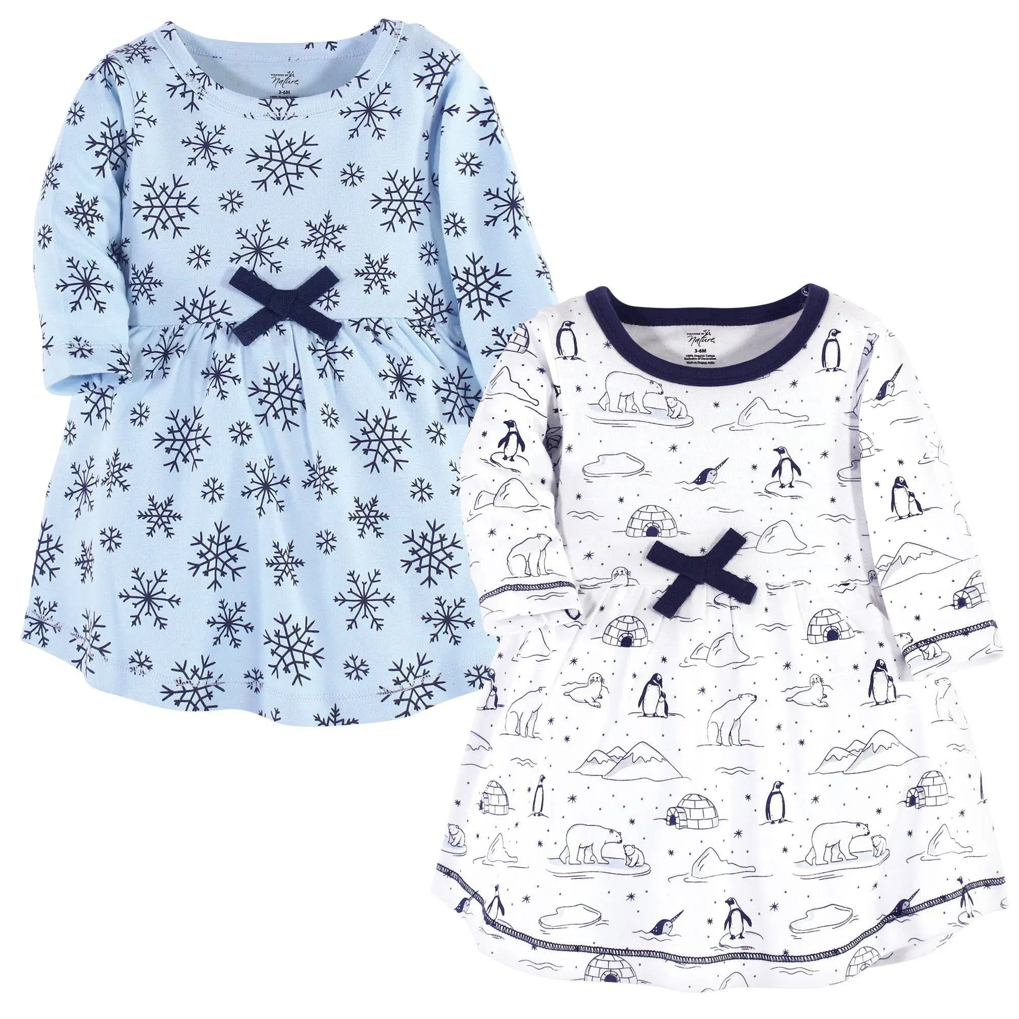 Touched by Nature Organic Cotton Dresses, Youth Arctic Long Sleeve 2-Pack