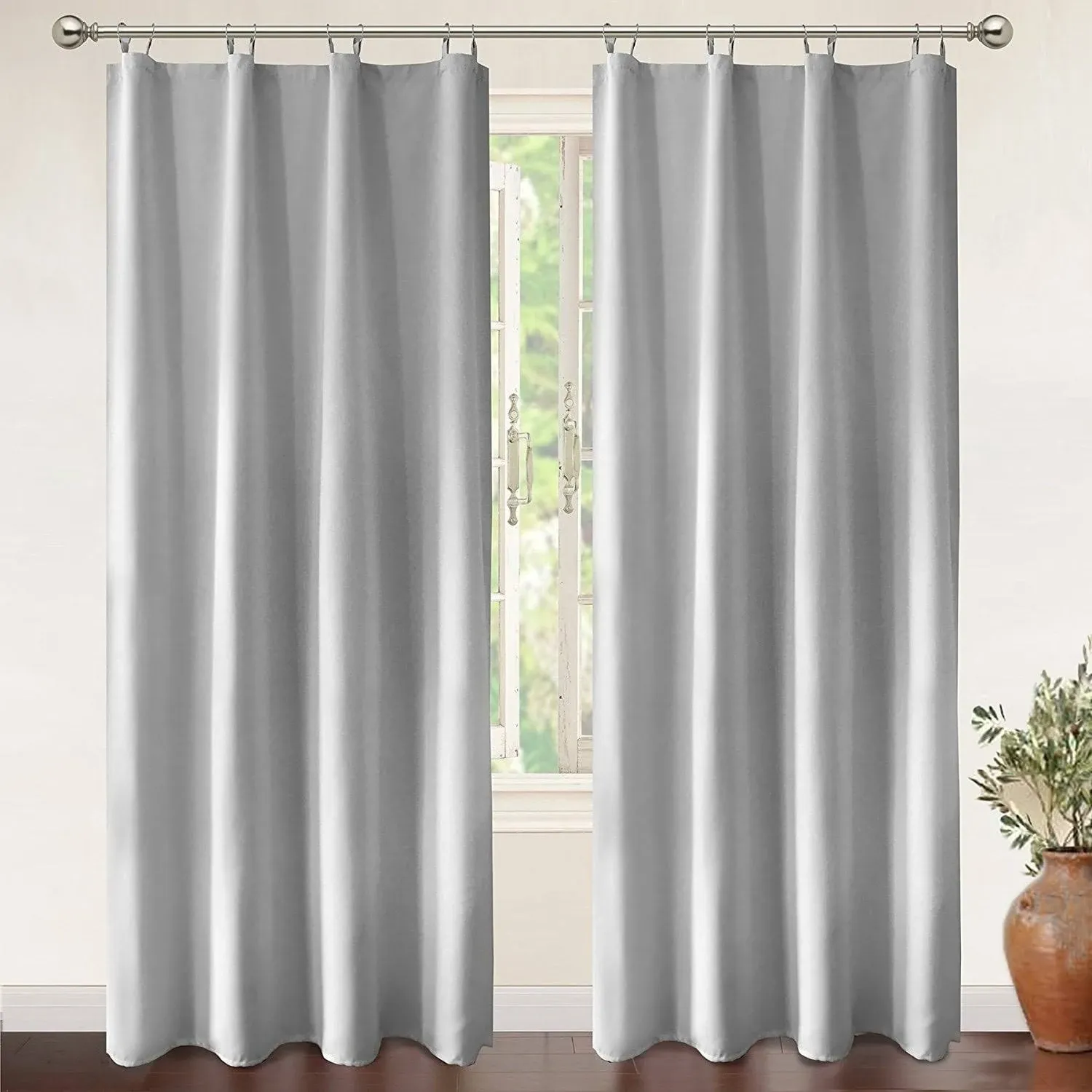 DriftAway Thermal Insulated Blackout Curtain Liner 2 Panels Each Liner Size 50 Inch by 80 Inch Rings Included