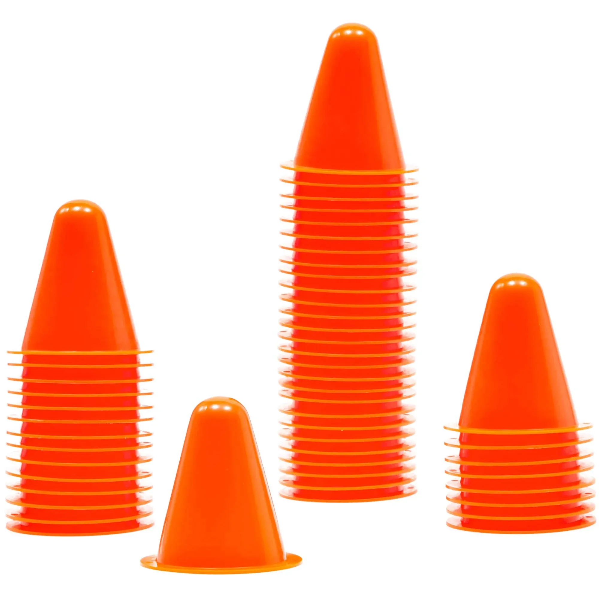 Juvale Mini Agility Cones for Kids Sports, Indoor Outdoor Training (3 in, Assorted Colors, 50 Pack)