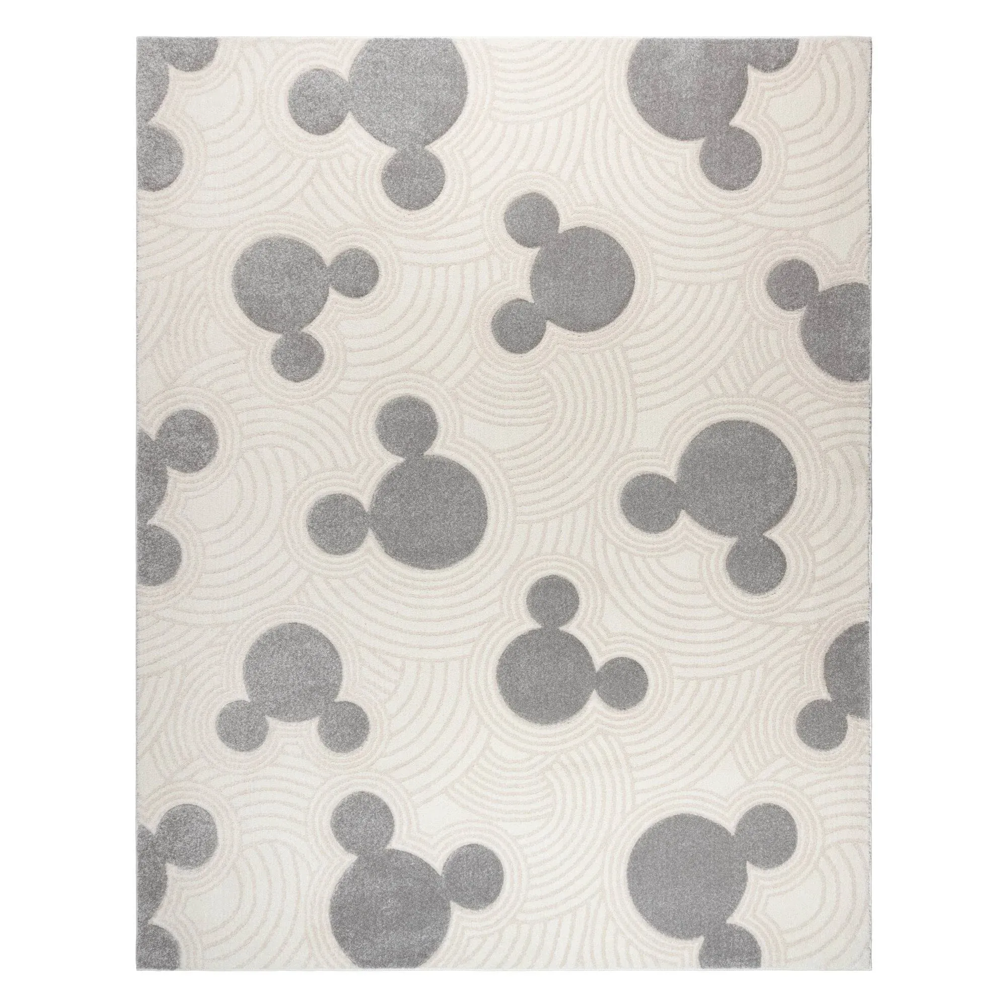 Gertmenian Disney Mickey Mouse Rug Textured Floor Mat Perfect Carpet for Living Room Dining Room Playroom Study Area 8x10 Large, Gray White Ivory Ear Icon, 34370