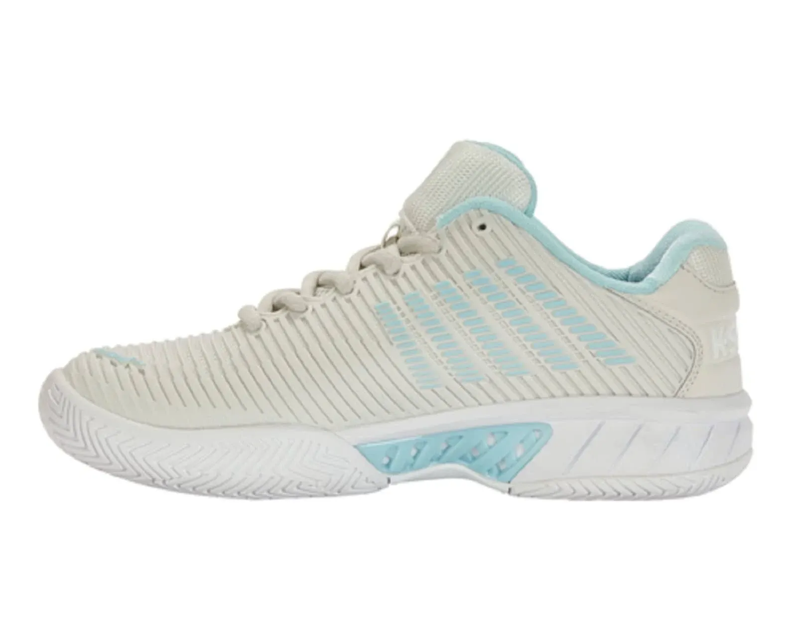 K-Swiss Women's Hypercourt Express 2 Tennis Shoes (Vaporous Gray/White/Blue Glow)