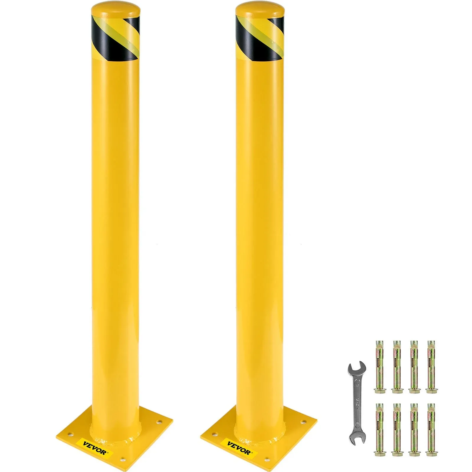 VEVOR 48-in Safety Bollard 5.5-in O.D 48-in Steel Not Lighted Bollard in Yellow ...