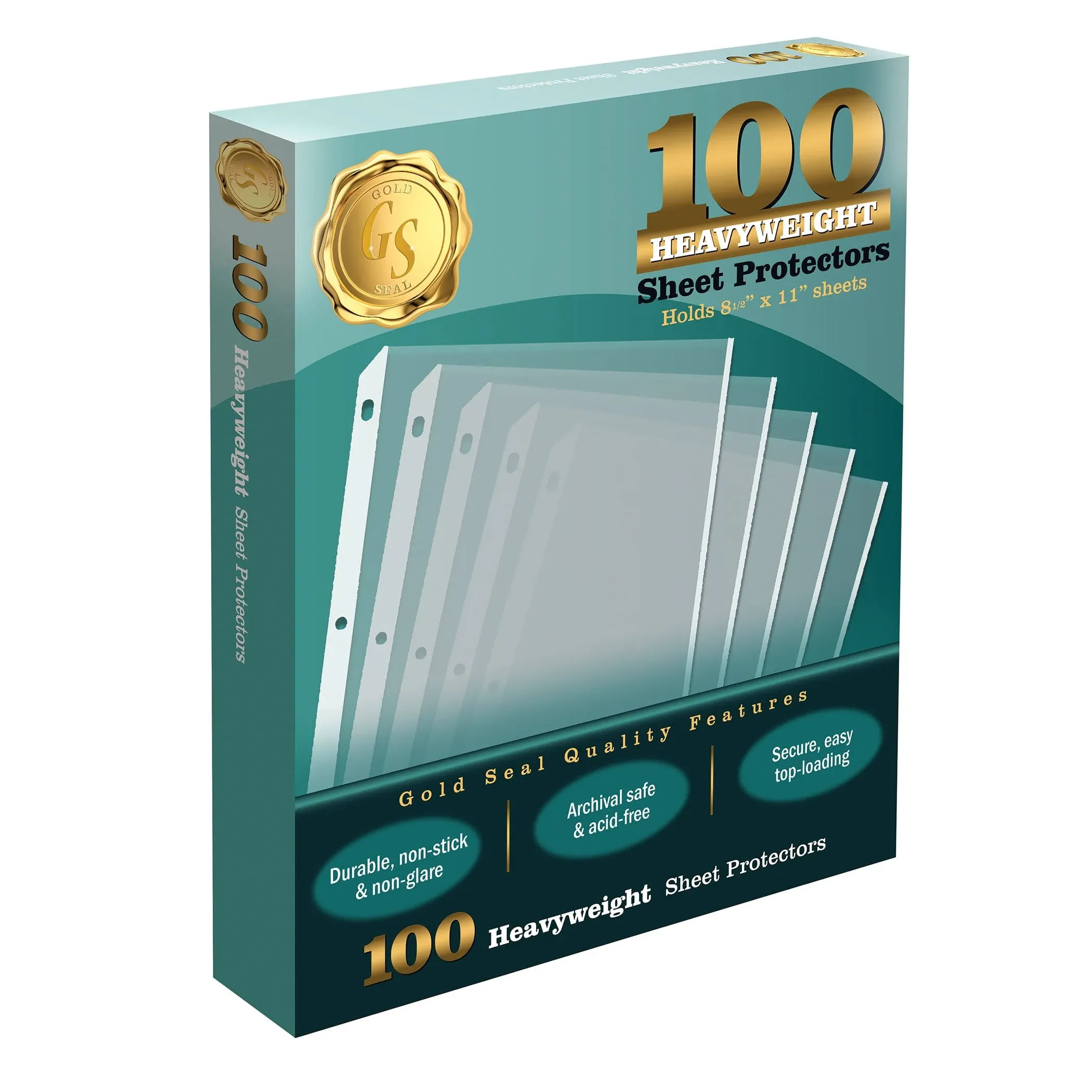 100 Clear Heavyweight Poly Sheet Protectors by Gold Seal 8.5" x 11"