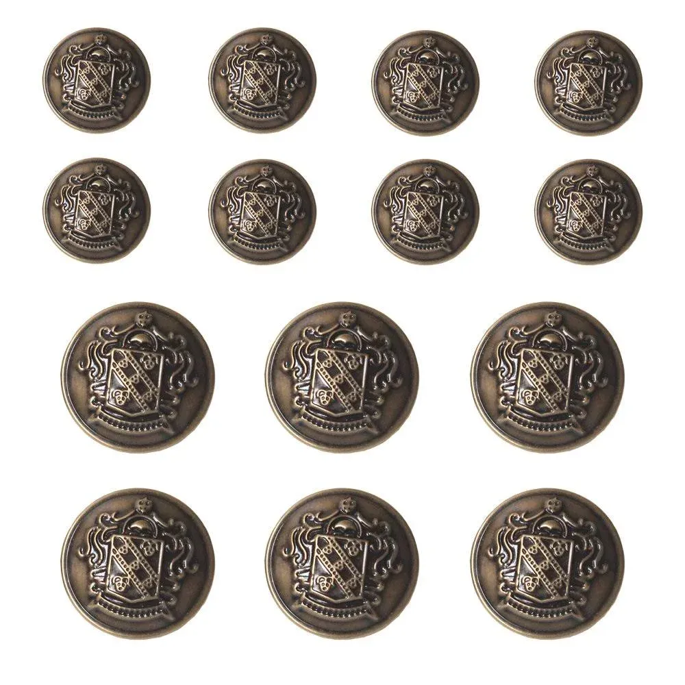 14 Pieces Antique Metal Blazer Buttons Set For Blazers Suits Sport Cï¿½