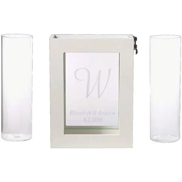 Personalized White Shadow Box Unity Sand Ceremony Set - 3 Pc.