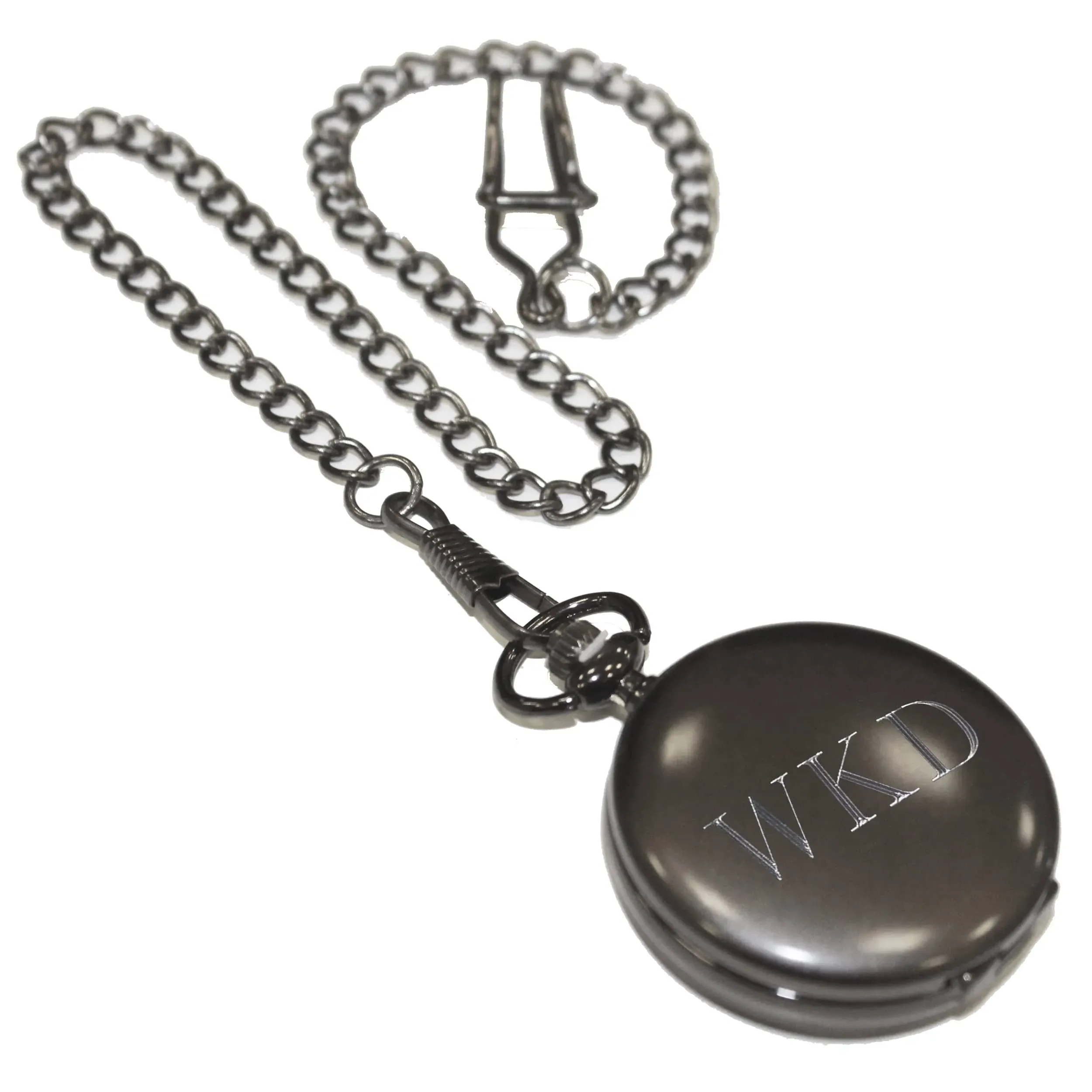 My Personal Memories, Personalized Gunmetal Gray, Black or Silver Quartz Pocket Watch with Chain - Groomsmen Wedding Party - Engraved