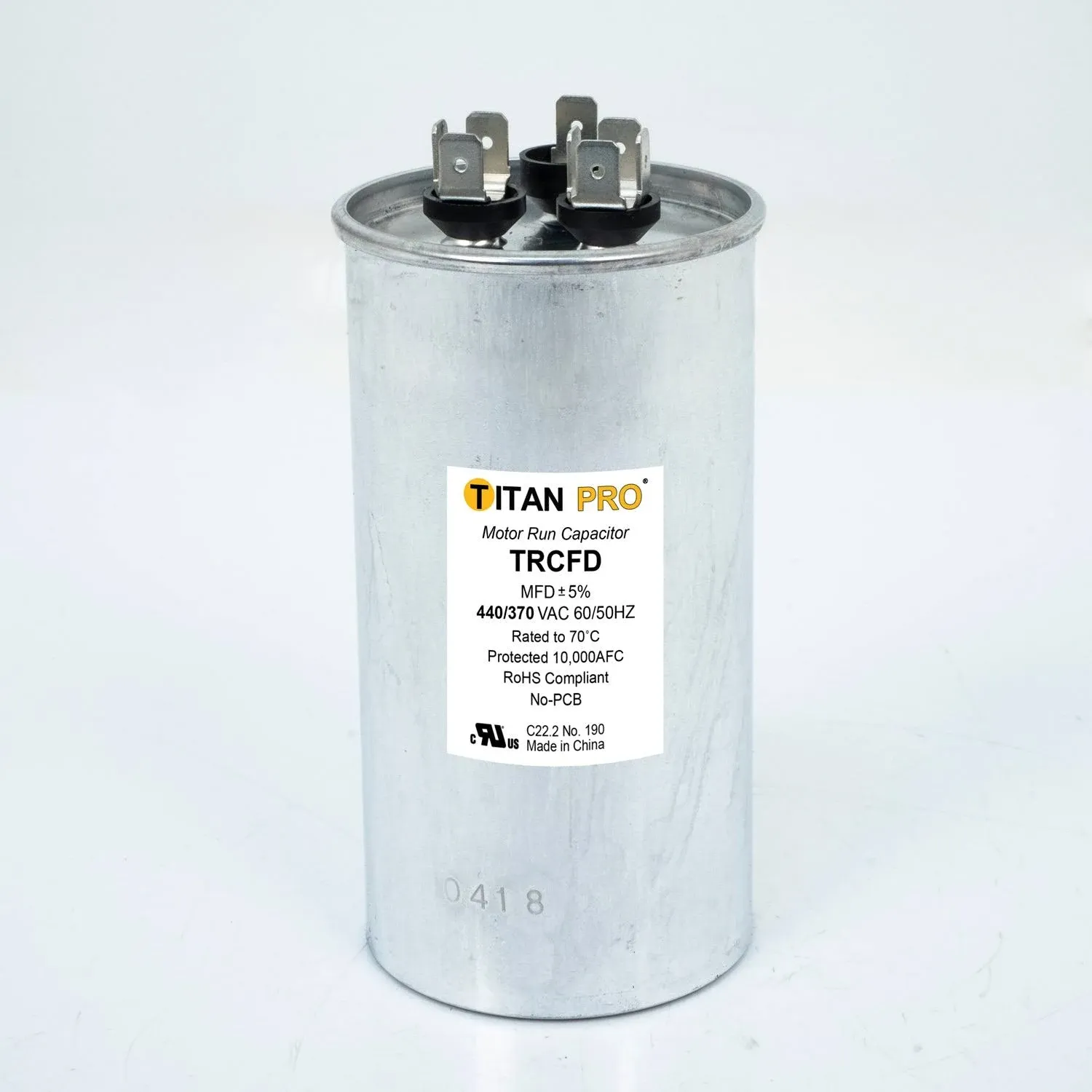 TitanPro TRCFD705 HVAC Round Run Capacitor. 70/5 MFD/UF440/370 Volts