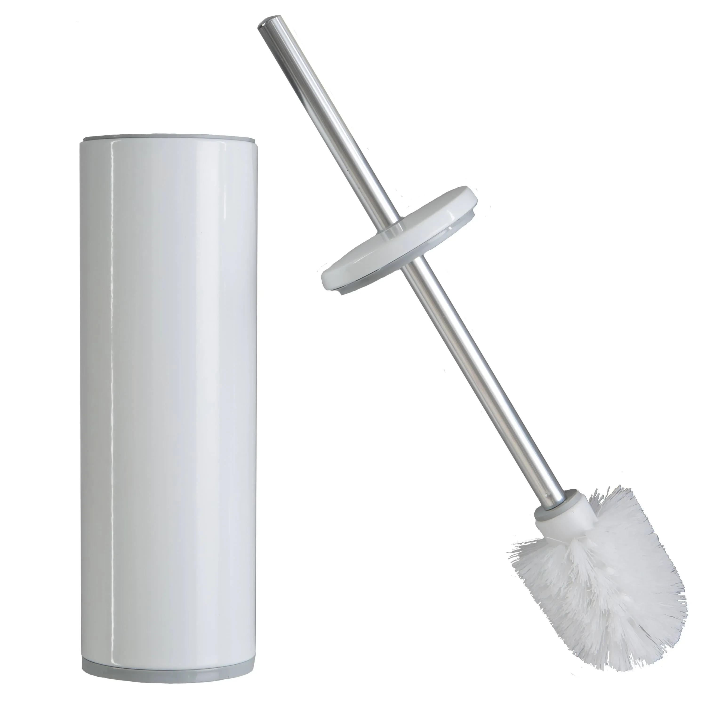 Bath Bliss Modern Aluminum Deluxe Stainless Steel Toilet Brush with Removable ...