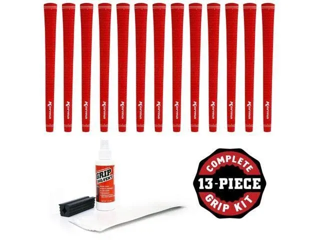 Karma Velour Red Standard - 13 Piece Golf Grip Kit (with Tape, Dynacraft Solvent ...