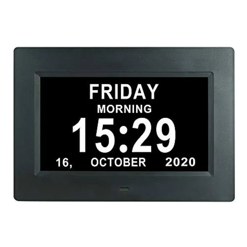 7 Inch Extra Large Day Date Time Digital Day Calendar Clock with Auto-Dimming 12 Alarm Reminders Dementia Clocks for Senior Elderly impaired Vision Memory Loss