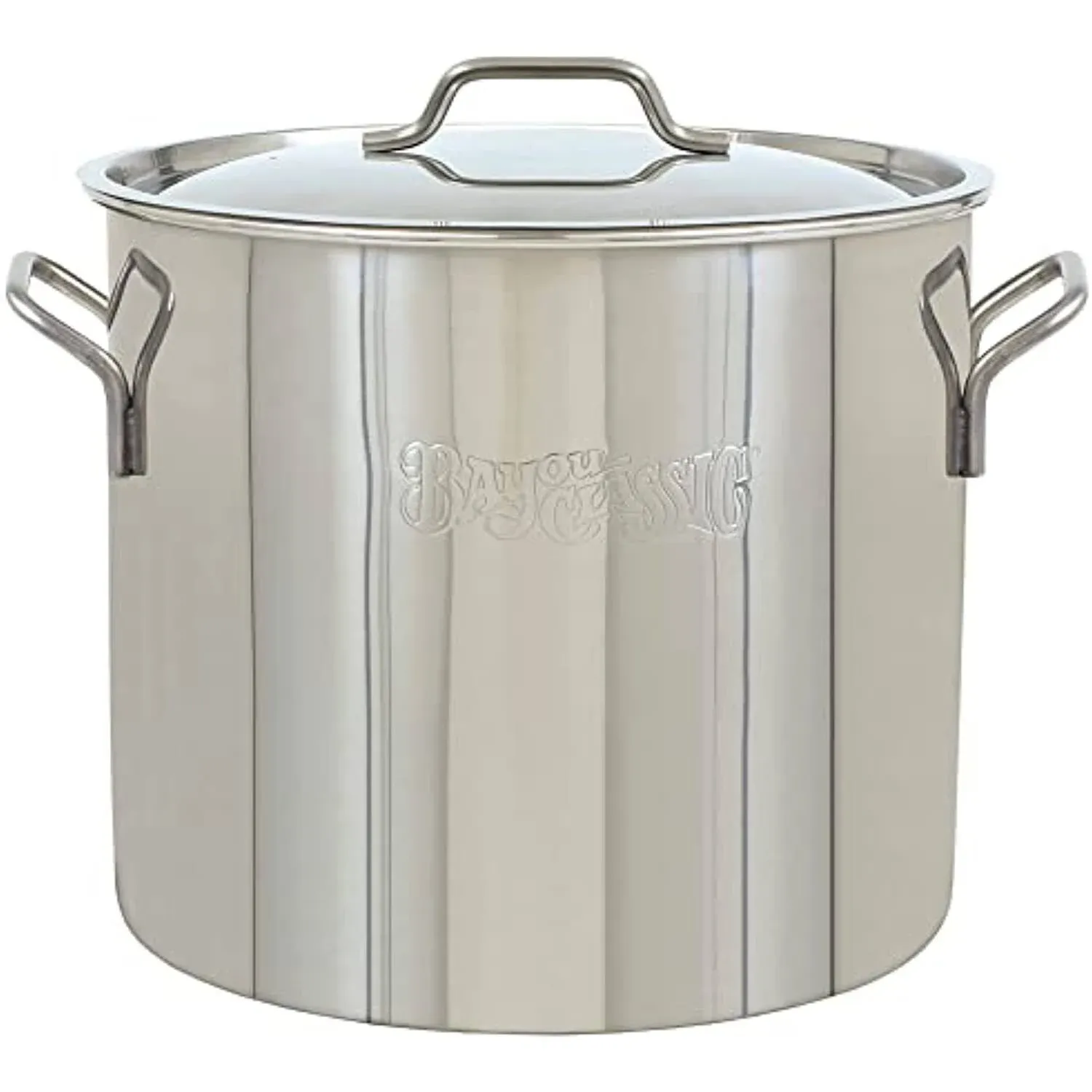 Bayou Classic 1440 40-qt Economy Stainless Kettle Features Heavy Duty Welded Handles for Secure Handling Domed Lid Perfect For Large Batch Cooking of Soups Stews Chili and Gumbo