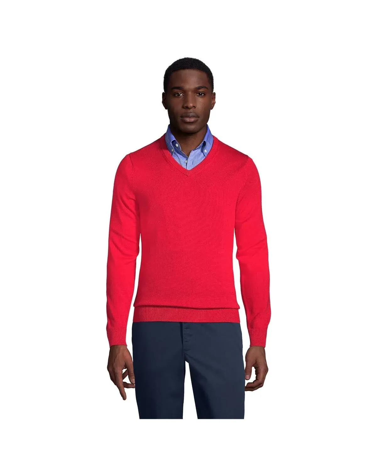 Lands' End Men's Fine Gauge V-Neck Sweater