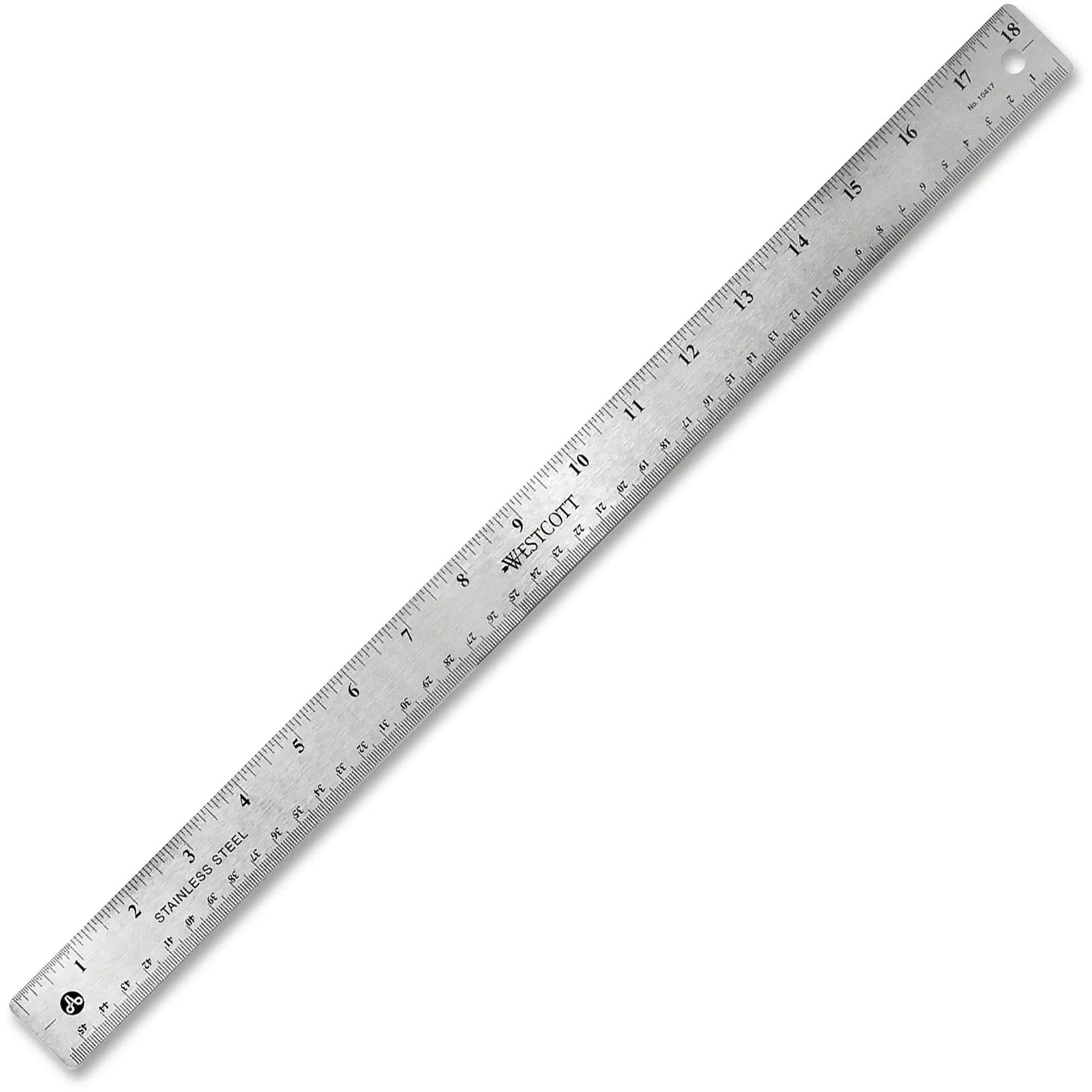 Stainless Steel Office Ruler With Non Slip Cork Base, 18"