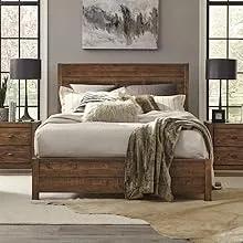 Mfr Furniture Rustic Platform Bed Frame with Headboard Offers Classic Style and ...