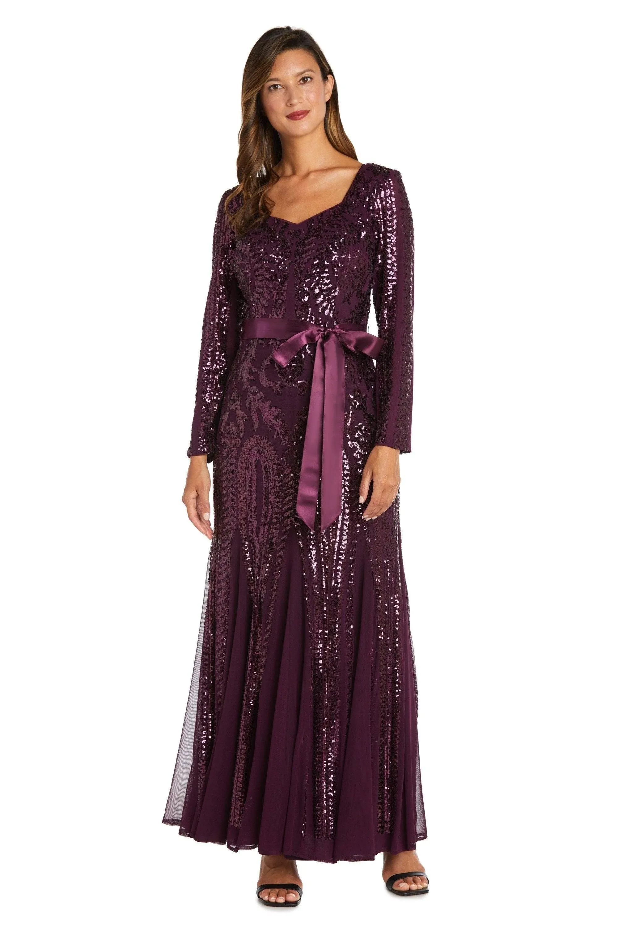 R&M Richards Womens Godet Maxi Evening Dress