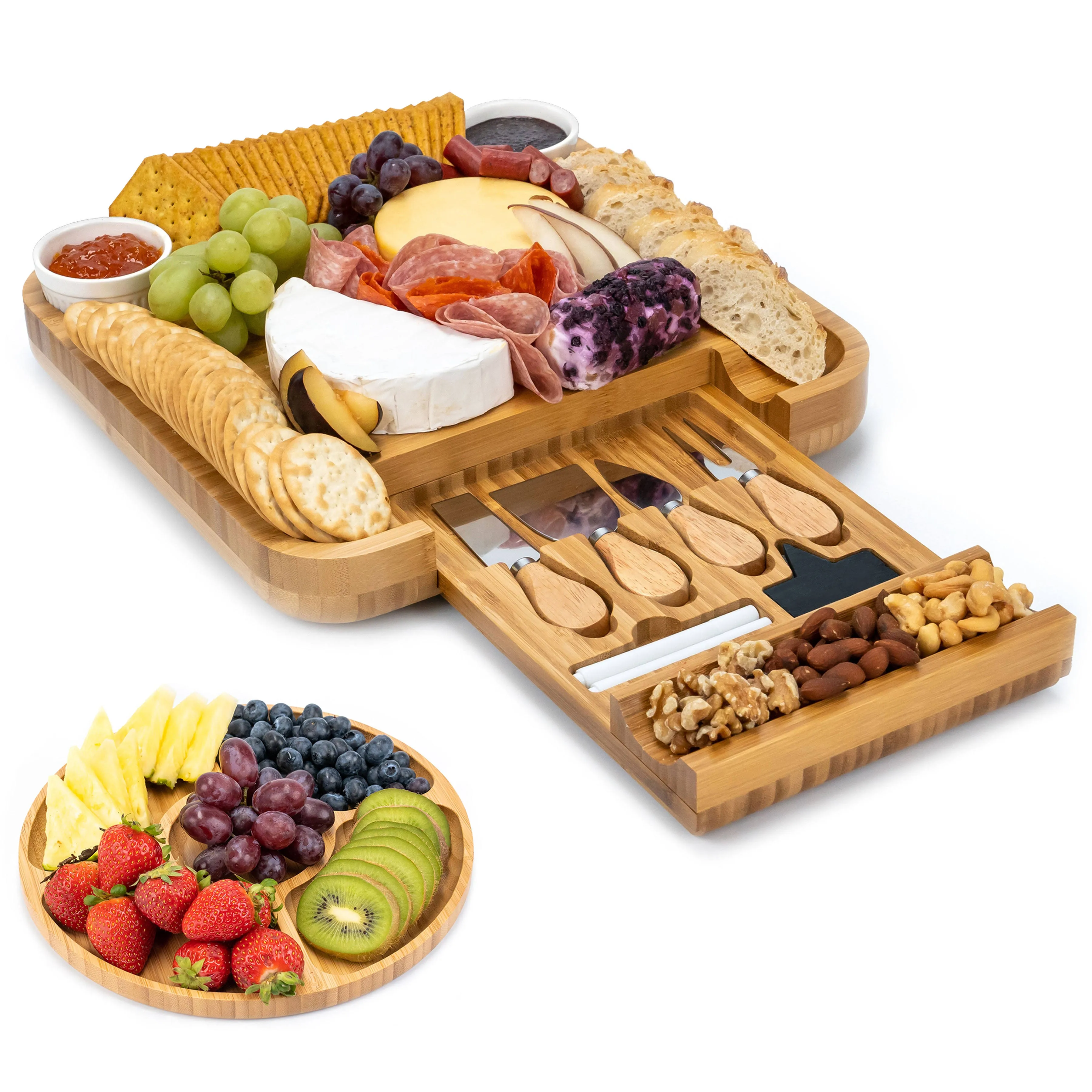 SMIRLY Charcuterie Boards Gift Set: Large Charcuterie Board Set, Bamboo Cheese Board Set - Unique Mothers Day Gifts for Mom - House Warming Gifts New Home, Wedding Gifts for Couple, Bridal Shower Gift