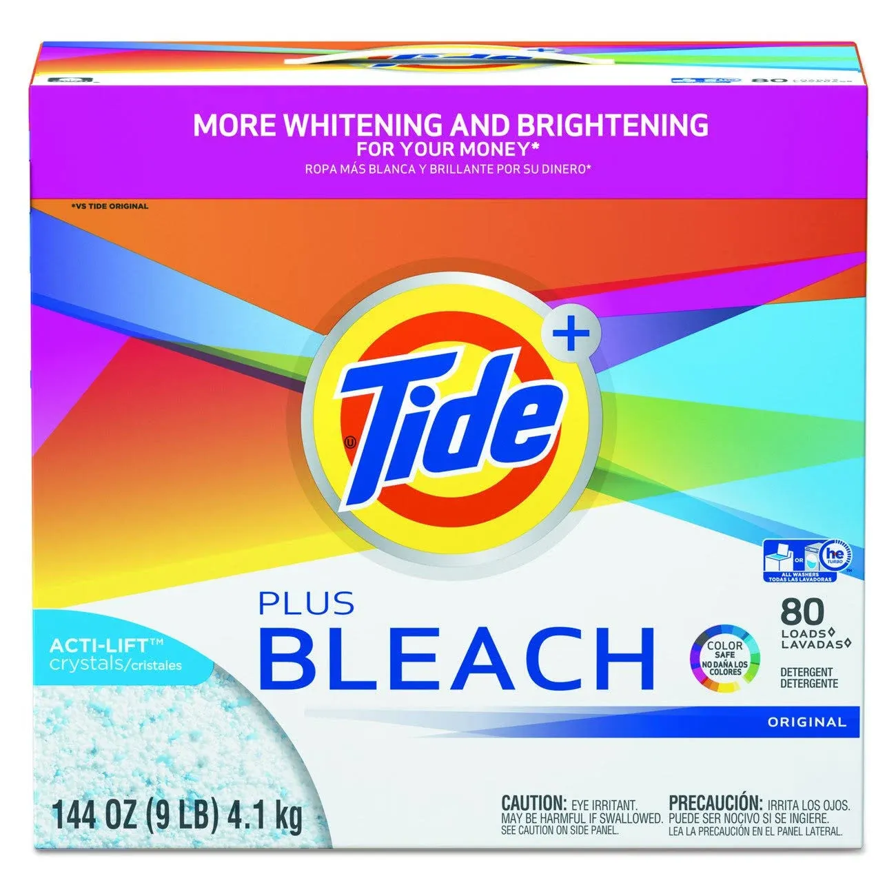 Tide Powder Laundry Detergent with Bleach, Original Scent, 144 oz Box