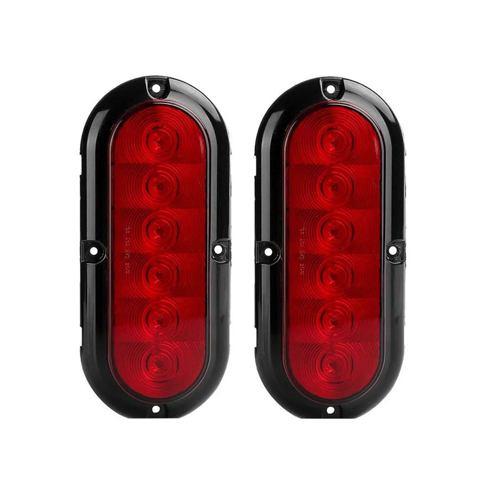 NPAUTO 2Pcs 6" Oval Trailer Tail Lights Red 6 LED Stop Turn Brake Light Trailer Marker Lights Flush Mount for RV Truck Boat Trailer Waterproof