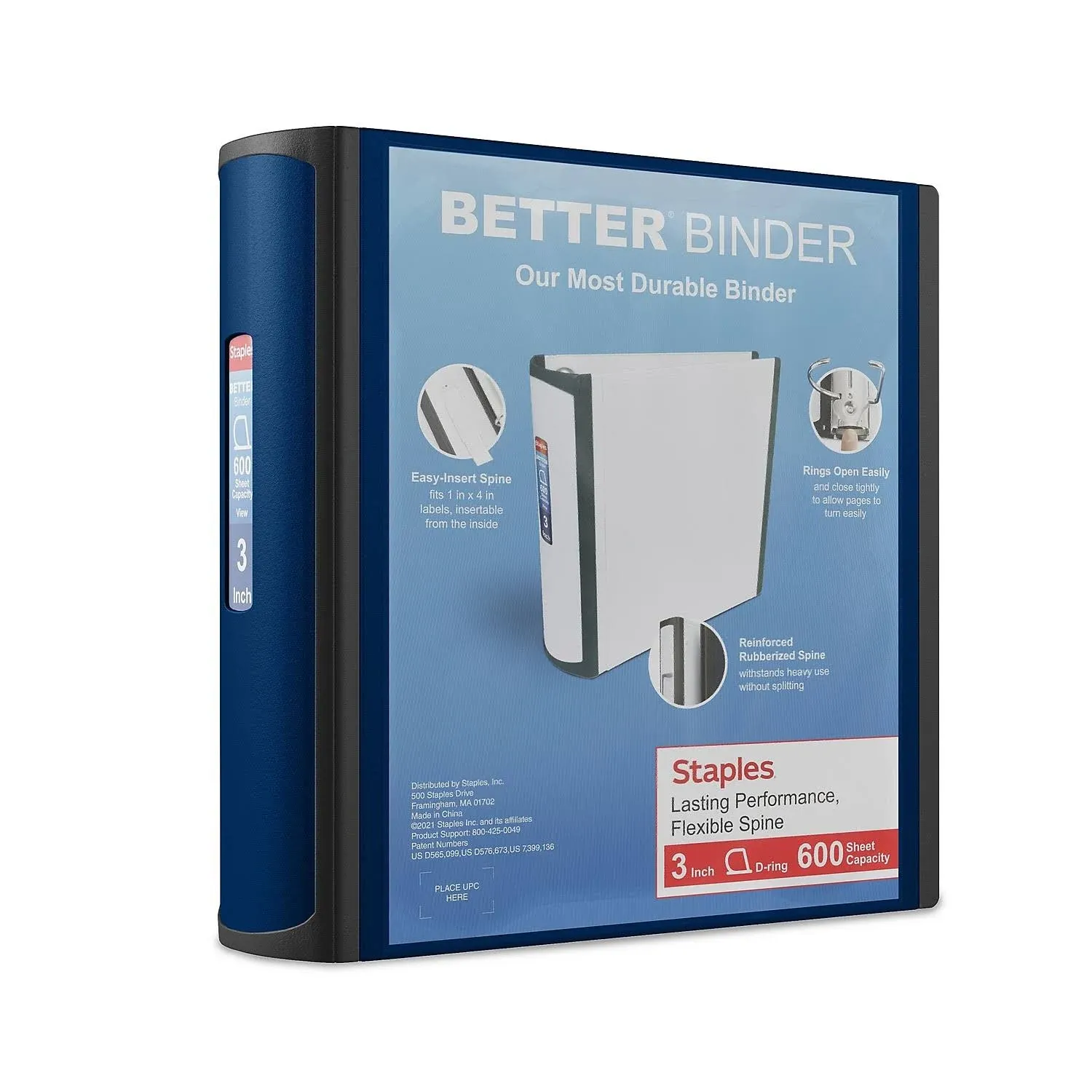 Staples 702875 Better 3-Inch D 3-Ring View Binder Blue (15127-Cc)