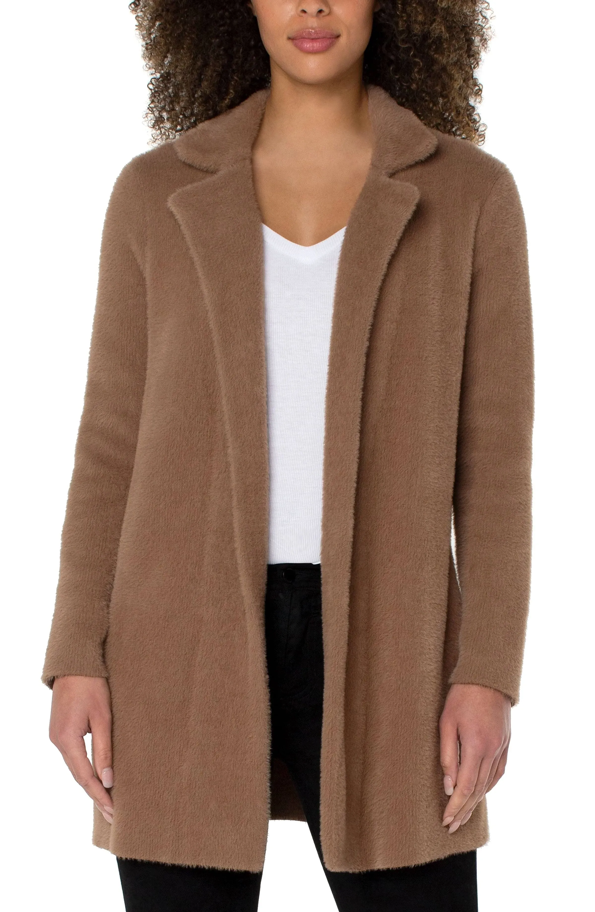 Open Front Jacket In Camel