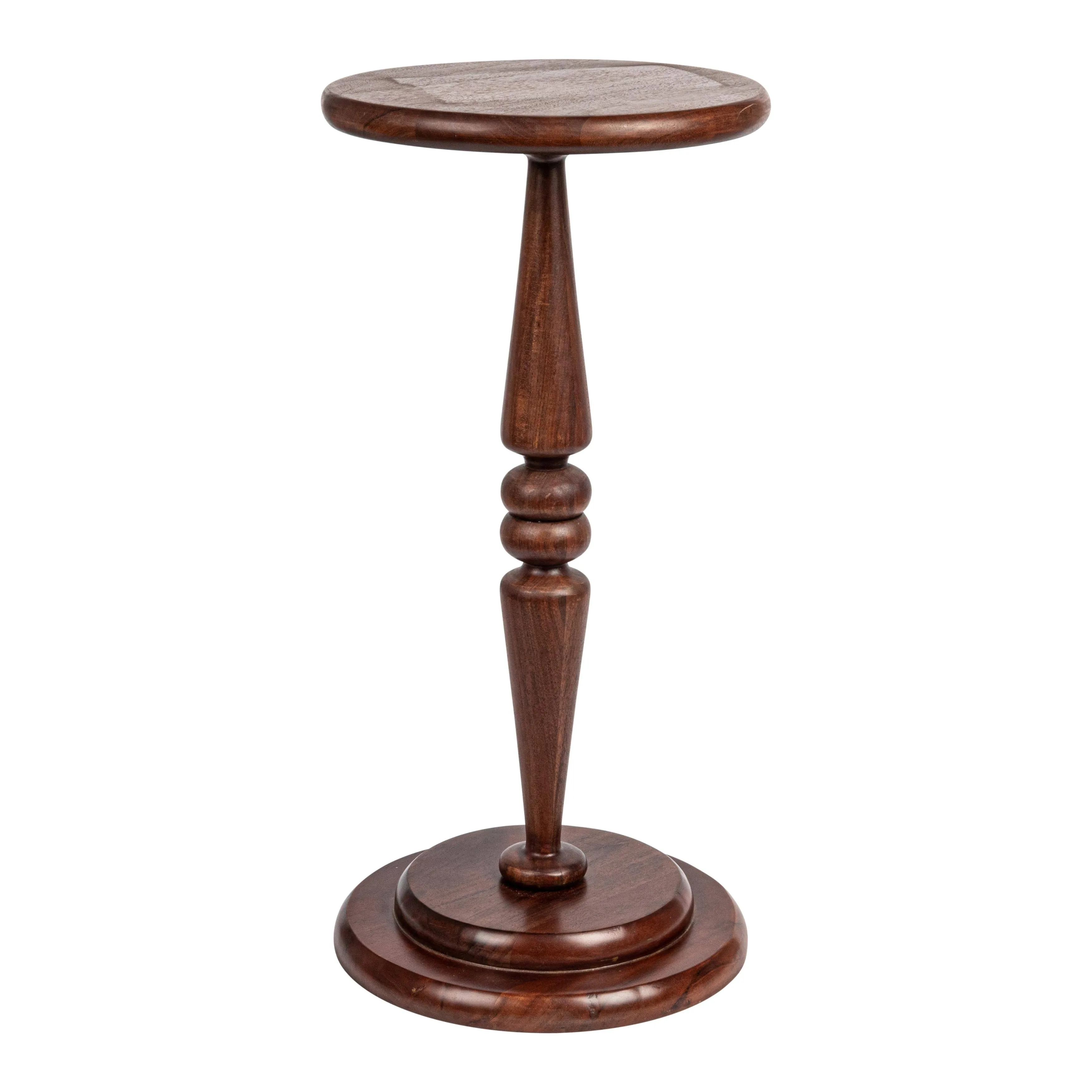 Creative Co-op Bishop Pedestal Cocktail Side Table, Dark Chestnut