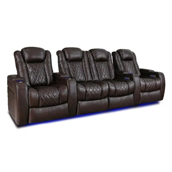 Valencia Tuscany Top Grain Nappa 11000 Leather Home Theater Seating Power Recliner Row of 4 Loveseat Center Dark Chocolate - Bed Bath & Beyond - 36411510