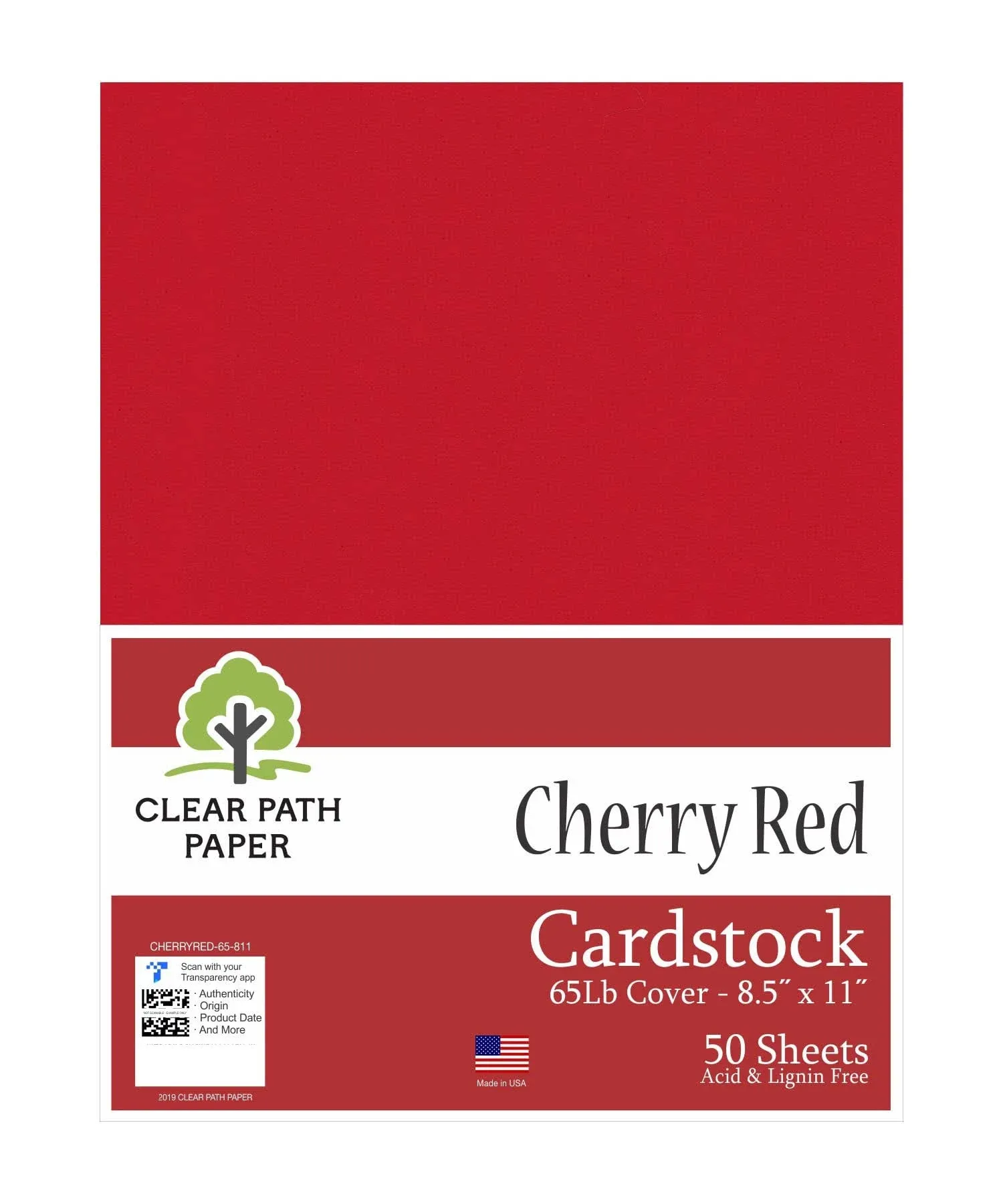 Cherry Red Cardstock - 8.5 x 11 inch - 65lb Cover - 50 Sheets