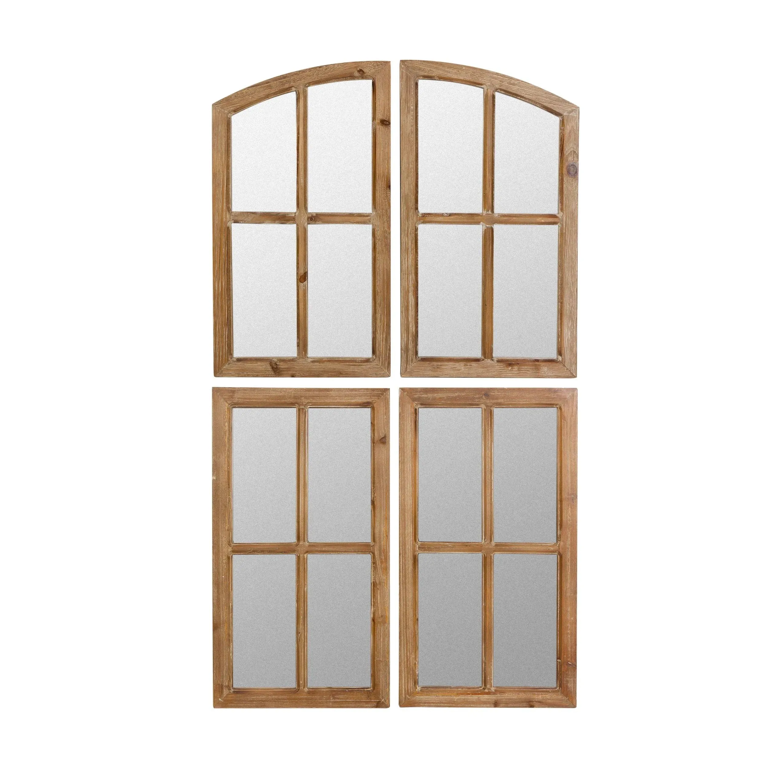 Raelynn Arch Wood Window Pane Wall Mirrors Walnut 27 inch x 15 inch (Set of 4) by ...