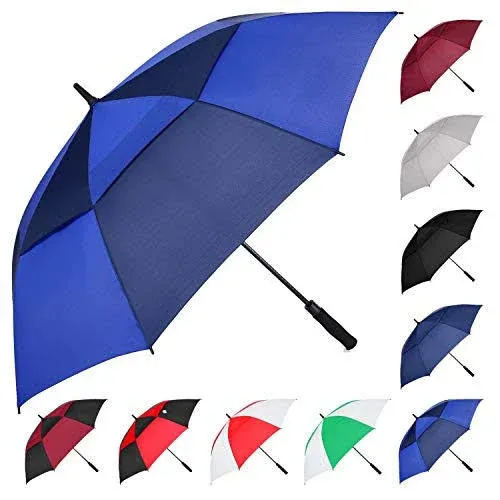 MRTLLOA Automatic Open Golf Umbrella, Extra-Large Oversized Double Canopy Vented Windproof Waterproof Stick Rain Golf Umbrellas for Men and WomenRoya